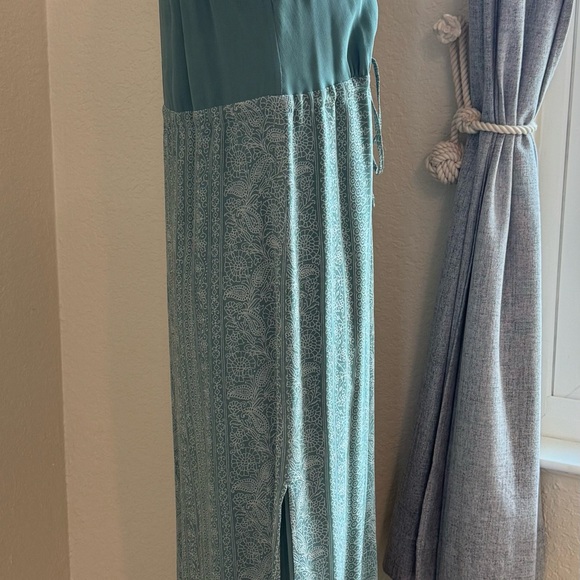 NEW Isabella Bird 100% SILK Teal Floral Print Maxi Dress size M - Picture 5 of 9